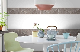 Обои macro-001 leaves silver фото в интерьере кухни превью