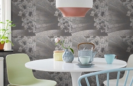 Обои macro-013 flower silver фото в интерьере кухни превью