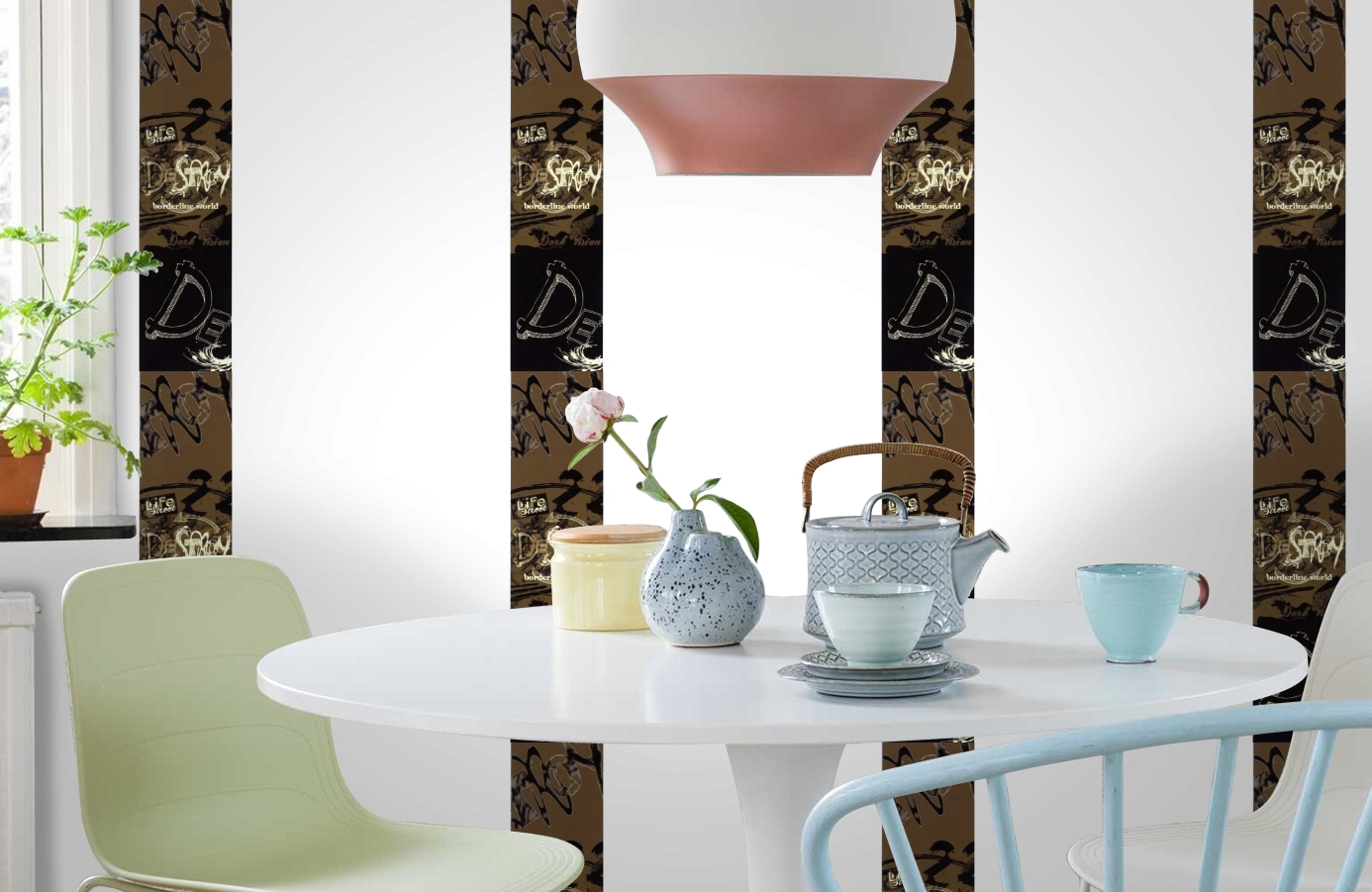 Обои SL15 5051 250*60 фото в интерьере кухни