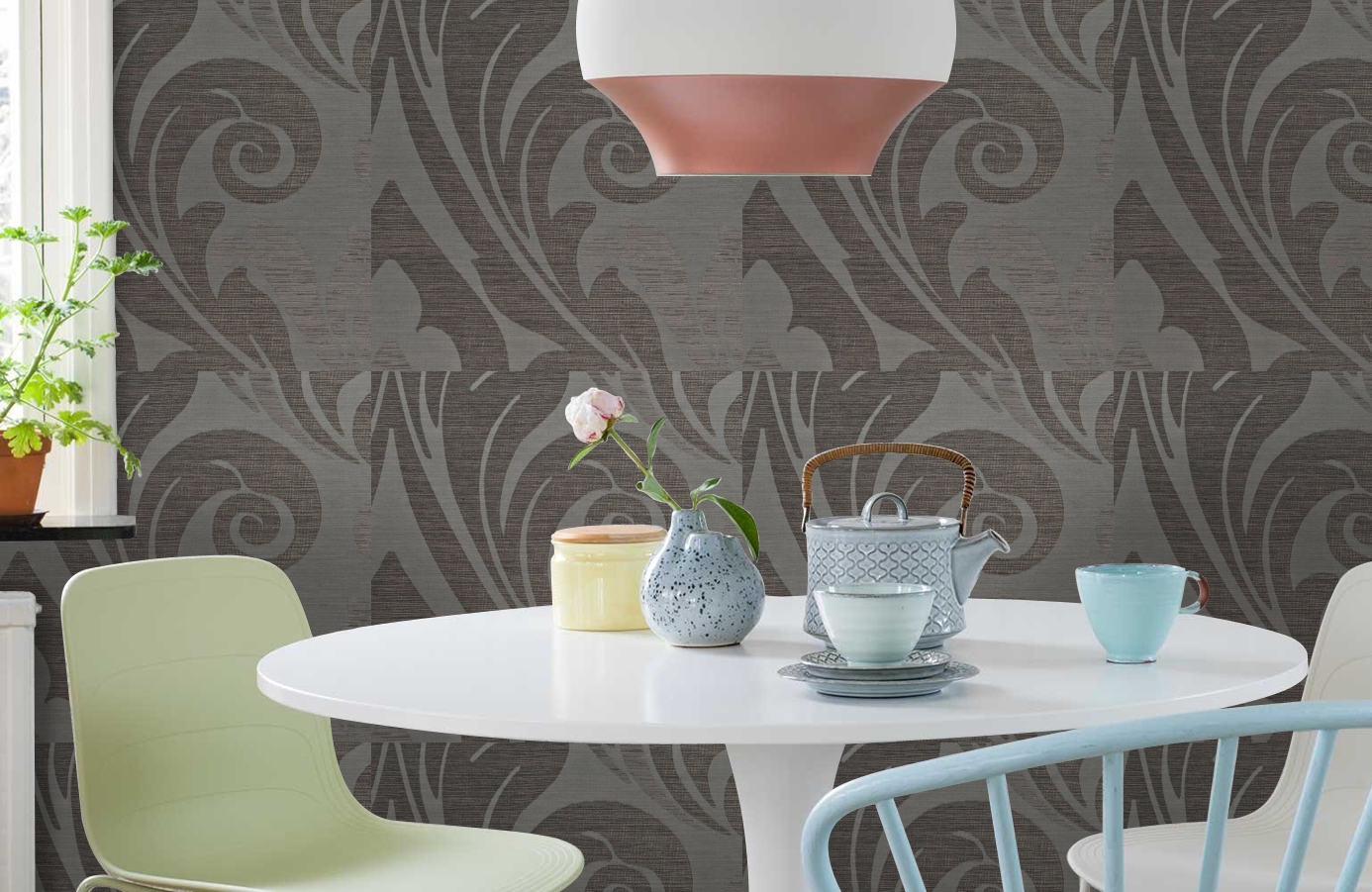 Обои 185001 фото в интерьере кухни