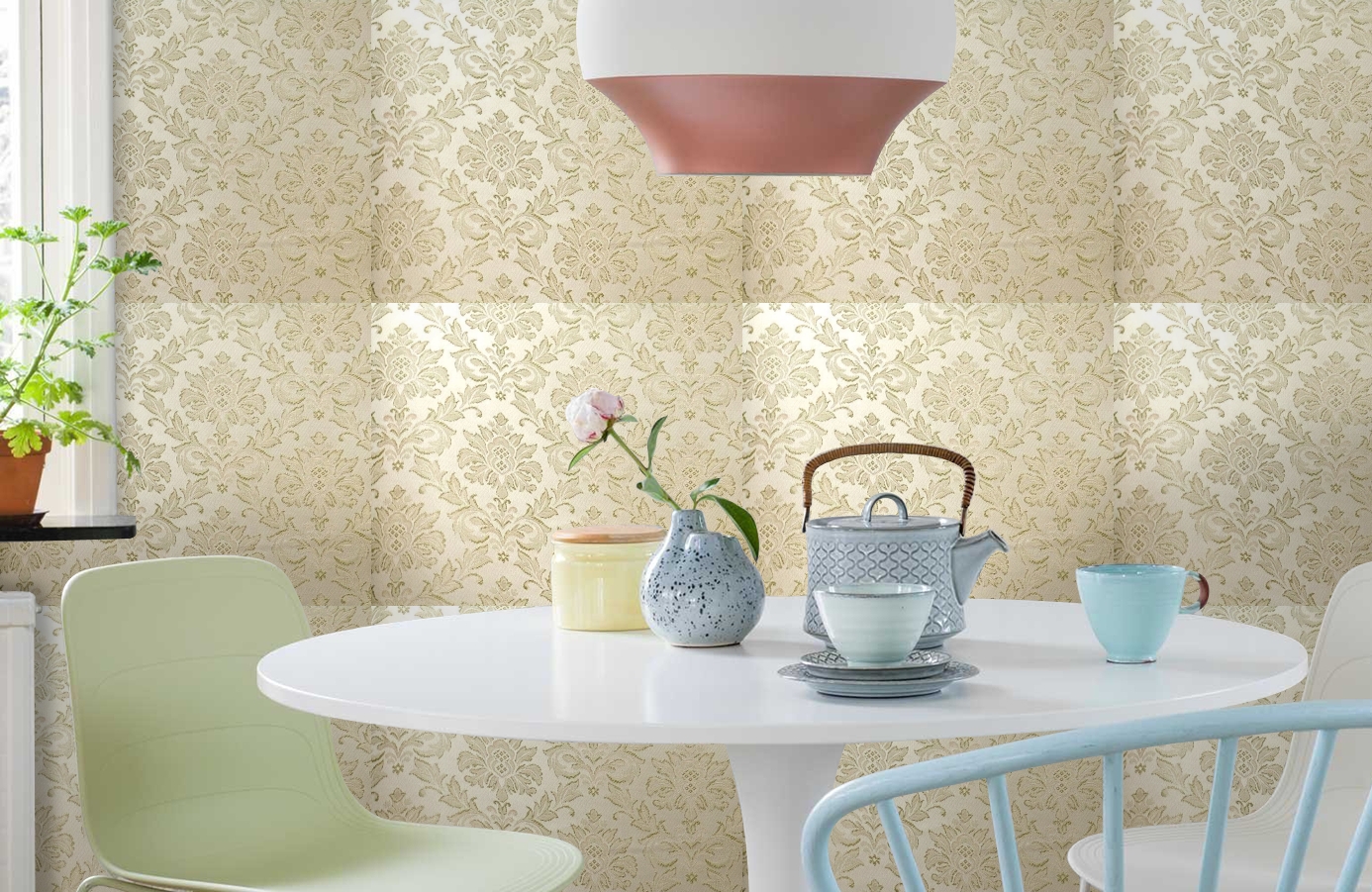 Обои 4540-V1 фото в интерьере кухни