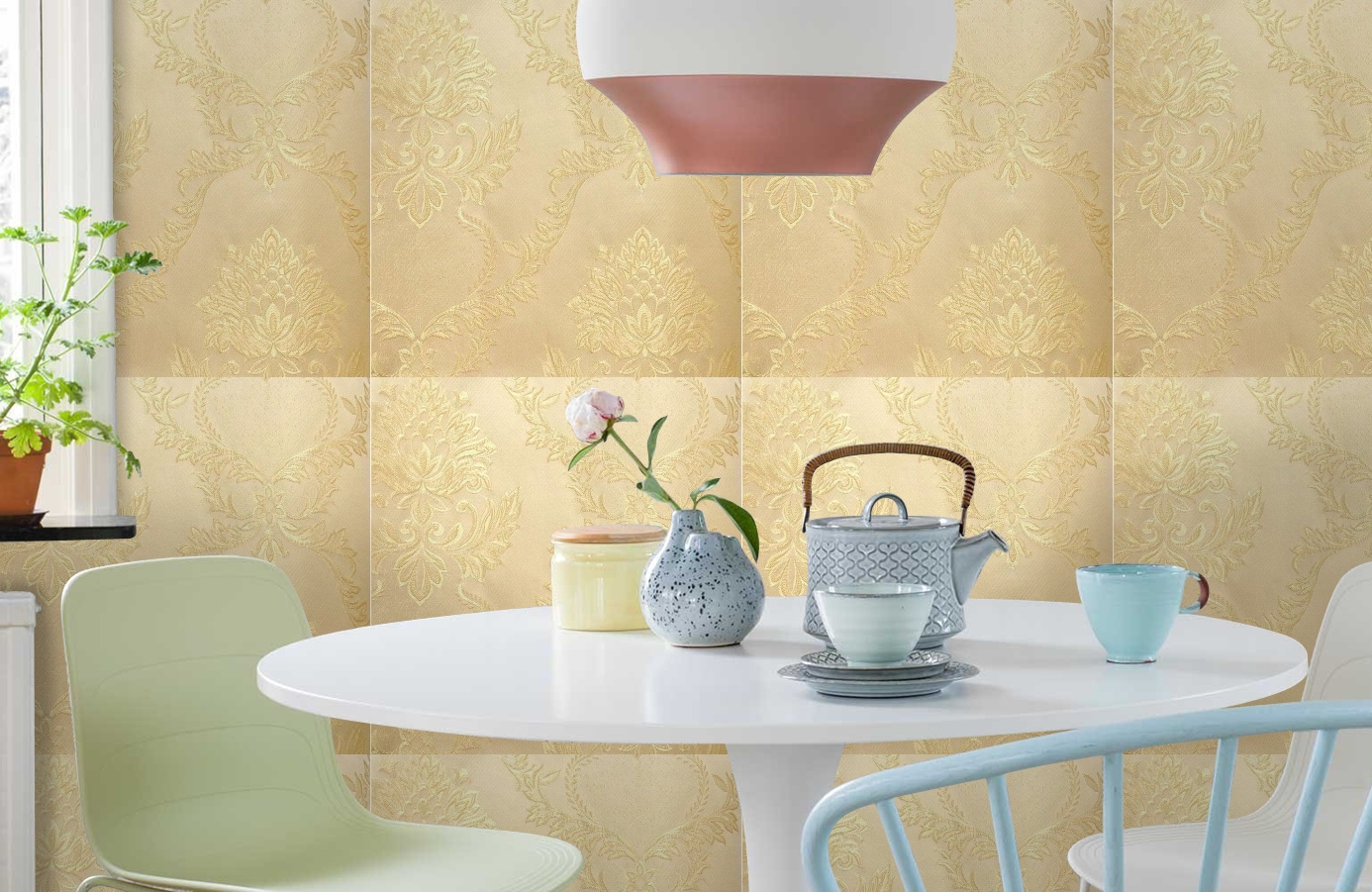 Обои 4550-Y1 фото в интерьере кухни