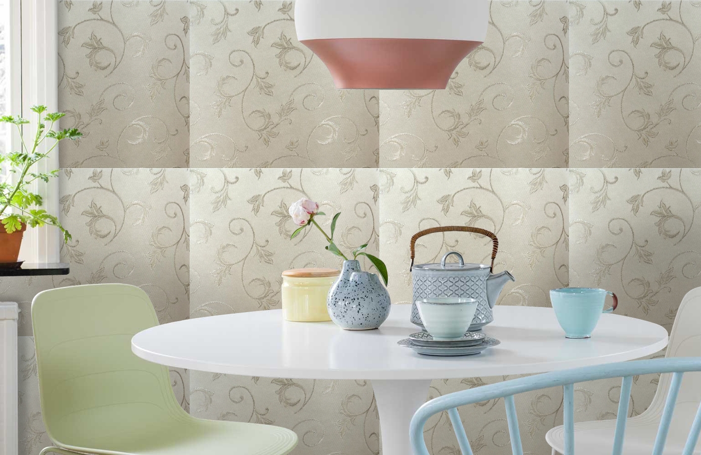 Обои 4560-G2 фото в интерьере кухни