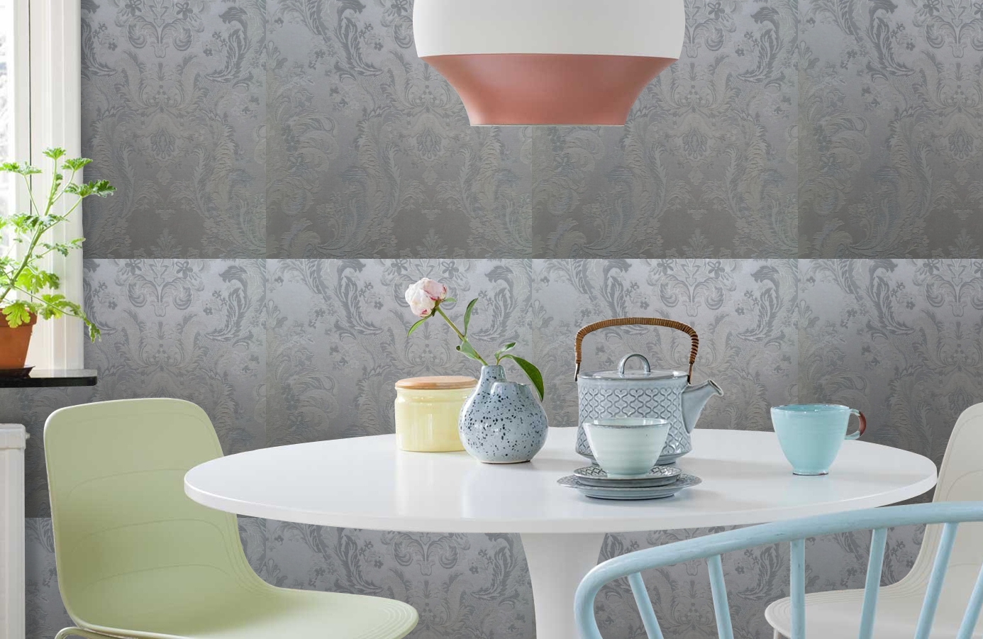 Обои 4600-G1 фото в интерьере кухни