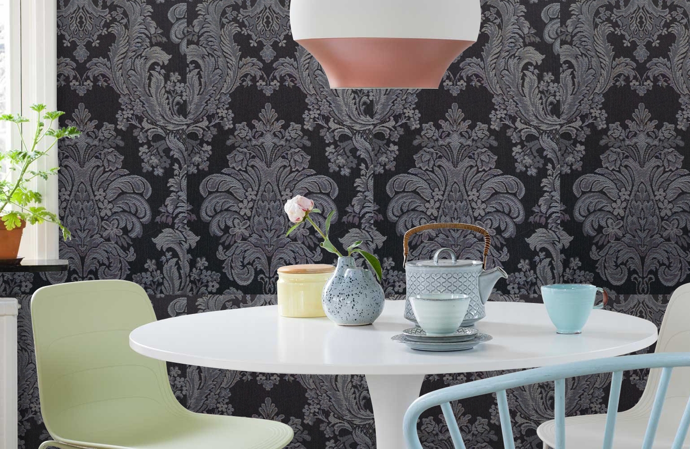 Обои 4600-KK2 фото в интерьере кухни