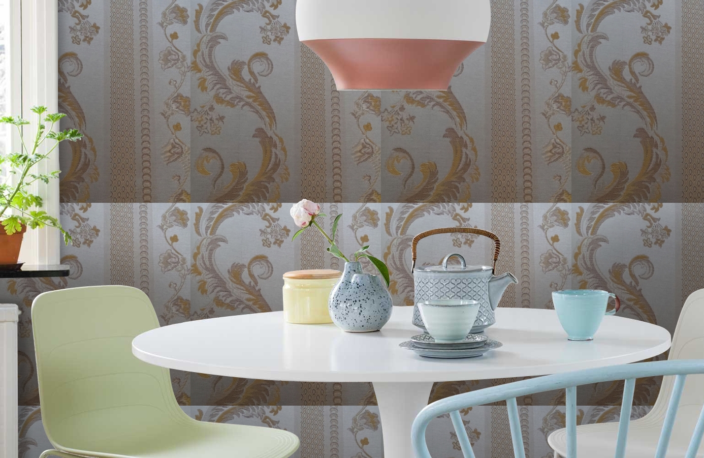 Обои 4610-Y1 фото в интерьере кухни