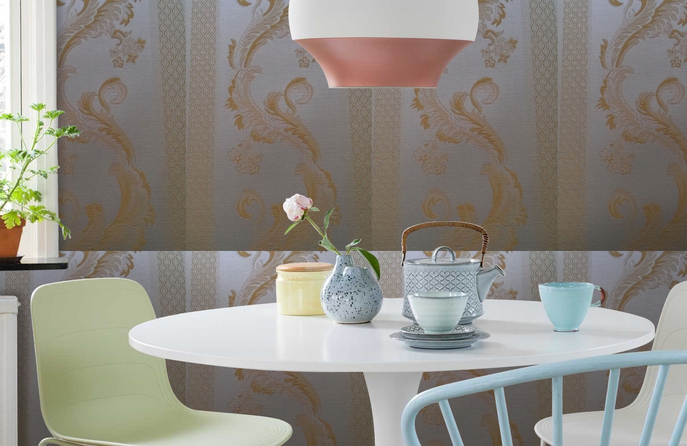 Обои 4610-Y2 фото в интерьере кухни