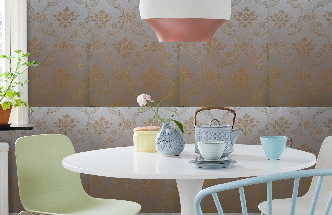 Обои 4630-Y2 фото в интерьере кухни