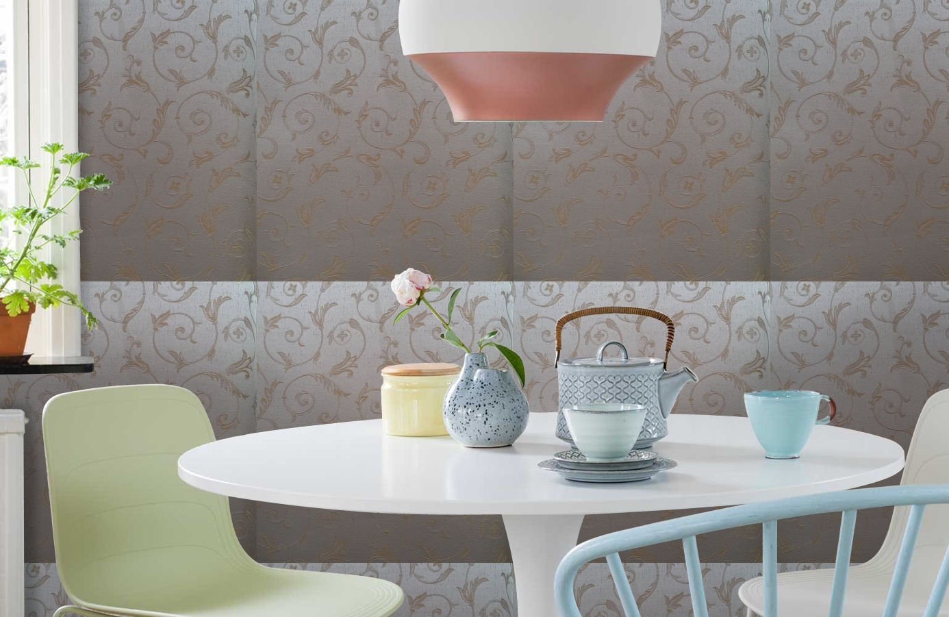 Обои 4640-E2 фото в интерьере кухни