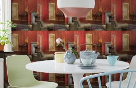 Обои 1 фото в интерьере кухни превью