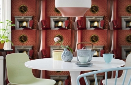 Обои 2 фото в интерьере кухни превью