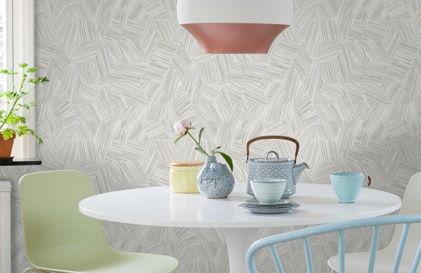 Обои 1211-1 фото в интерьере кухни