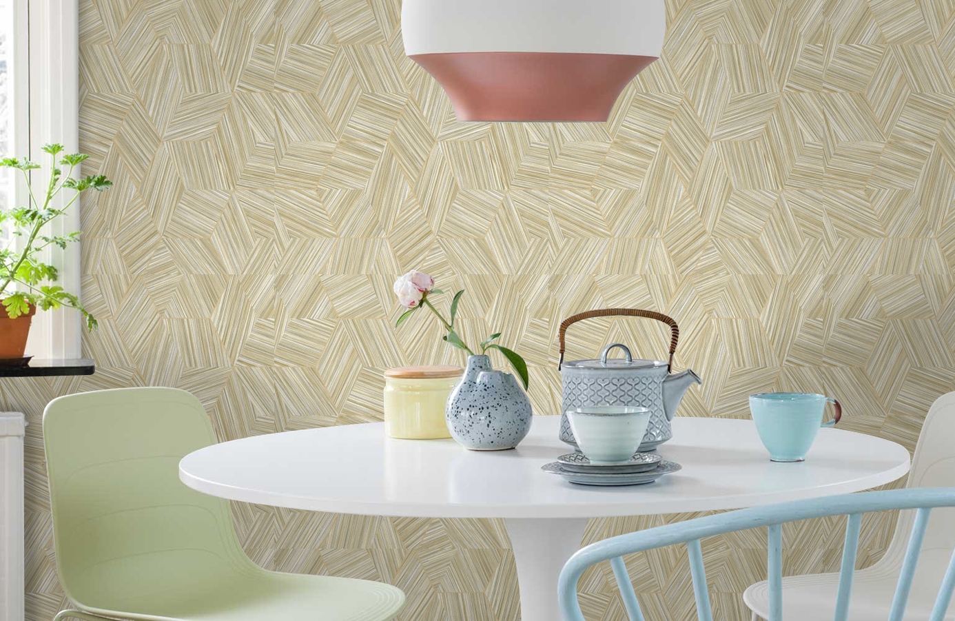 Обои 1211-2 фото в интерьере кухни