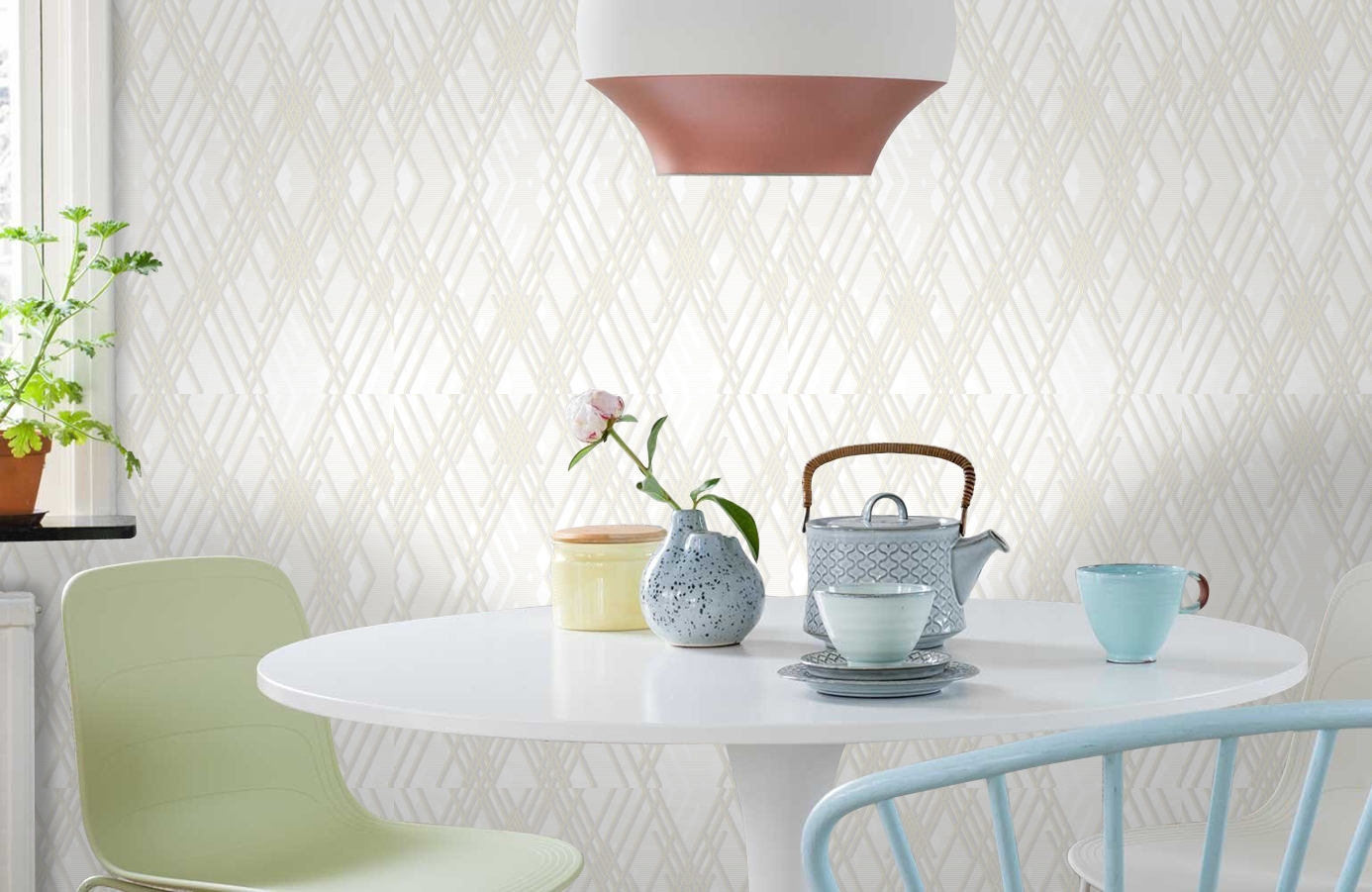 Обои 1213-1 фото в интерьере кухни