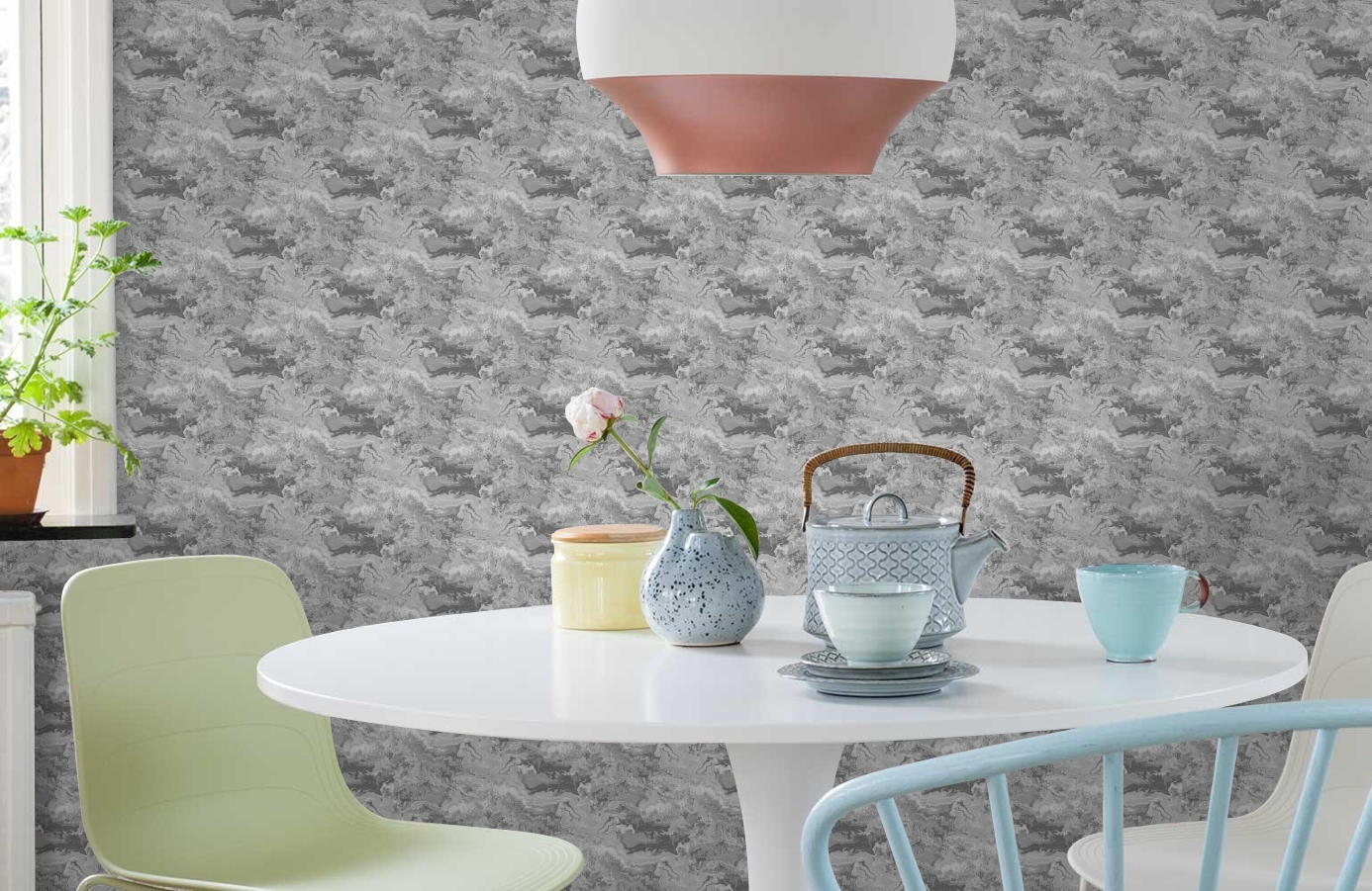 Обои 7012-4 фото в интерьере кухни