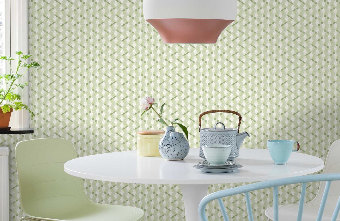 Обои 7013-3 фото в интерьере кухни