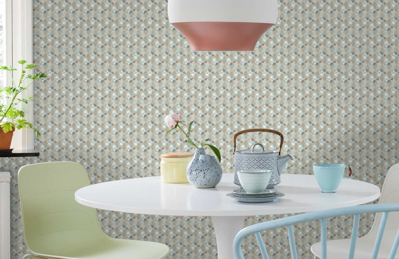 Обои 7013-6 фото в интерьере кухни