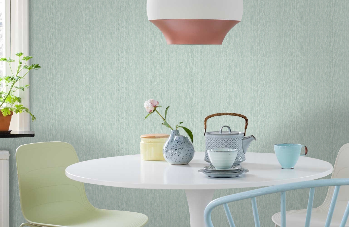 Обои 7015-7 фото в интерьере кухни