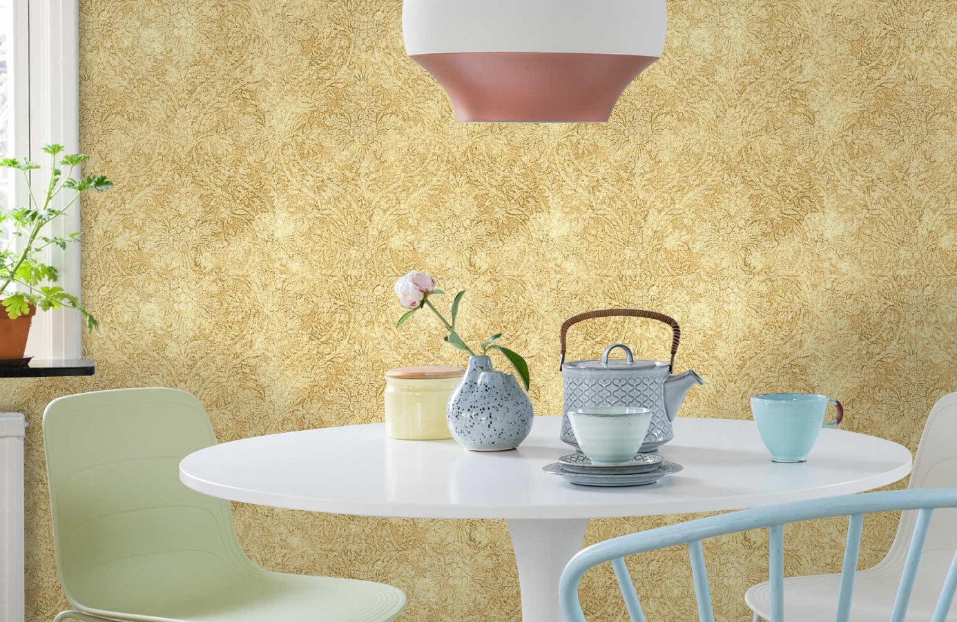 Обои RJC4005-3 фото в интерьере кухни