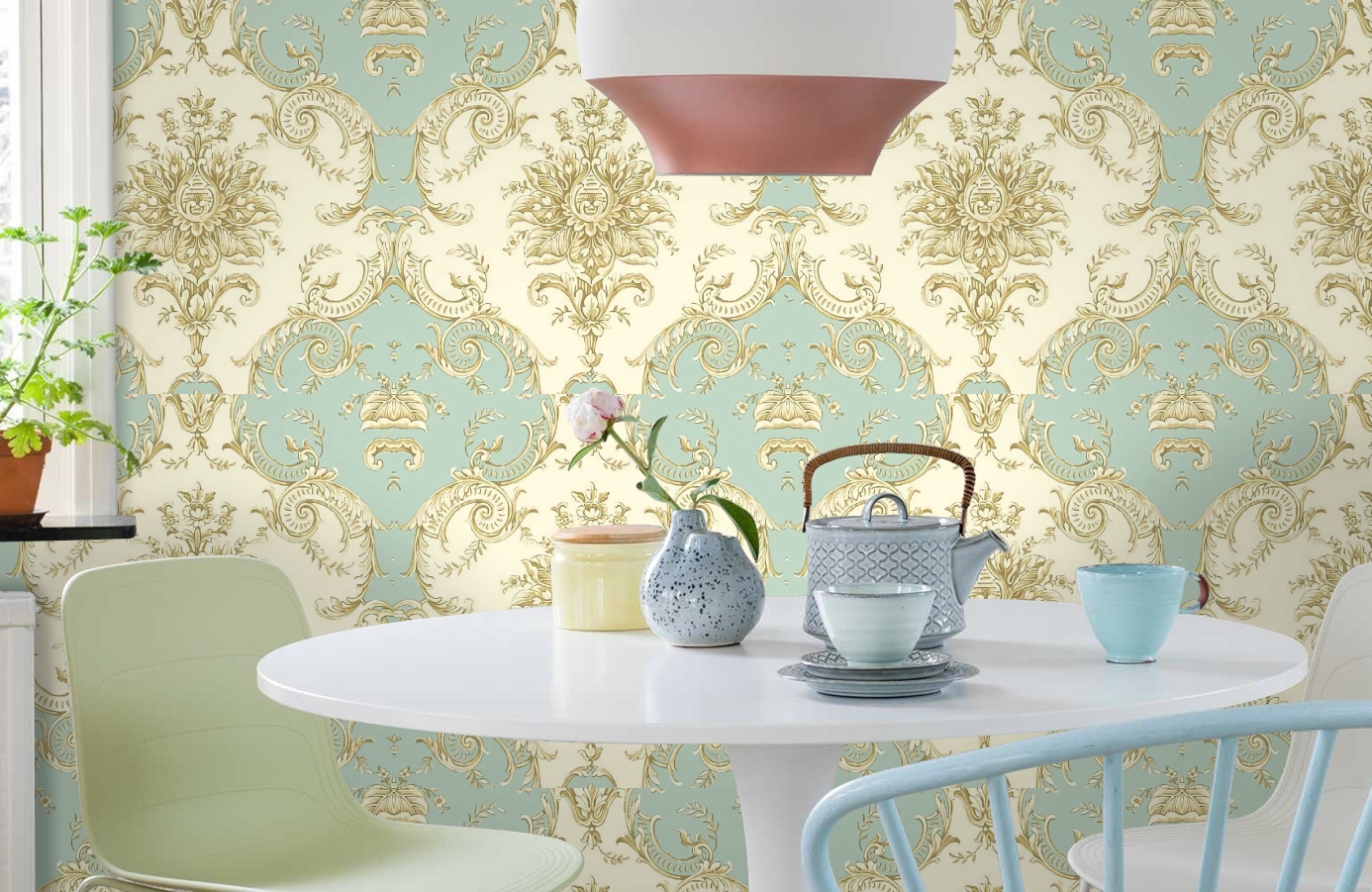 Обои RJC4007-4 фото в интерьере кухни