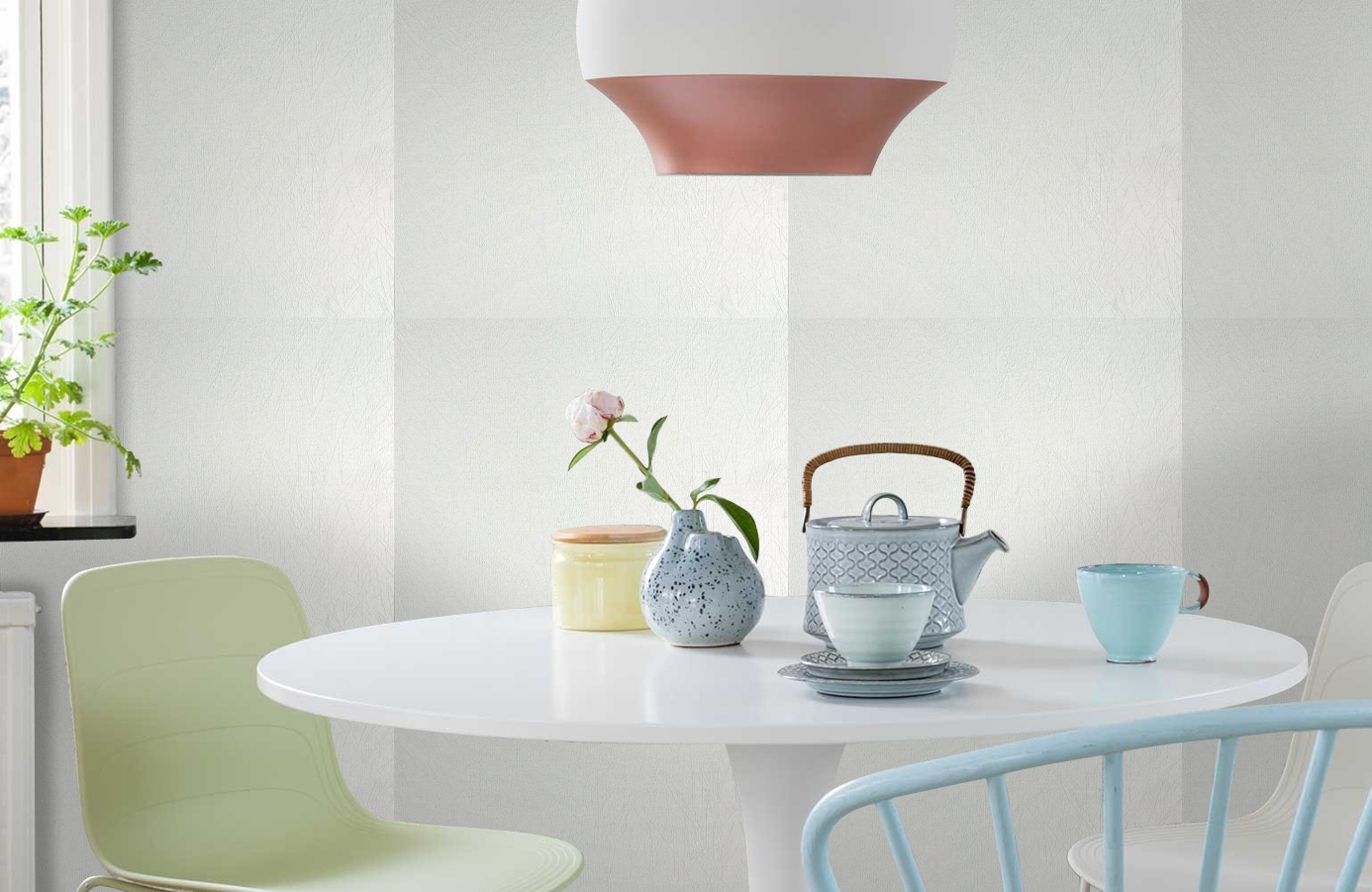 Обои 1453-14 фото в интерьере кухни