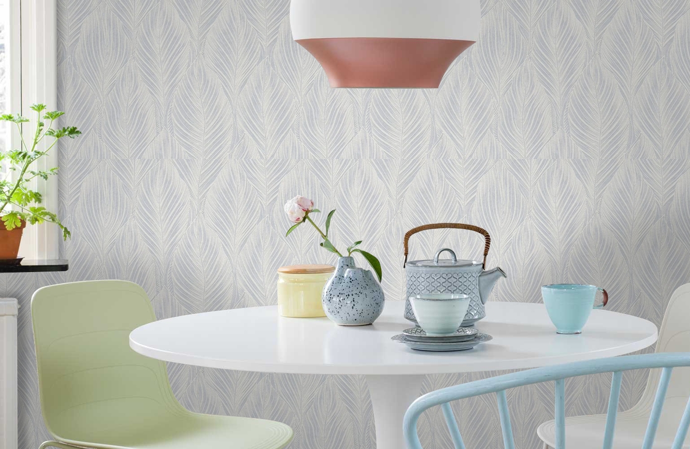 Обои 2509-19 фото в интерьере кухни