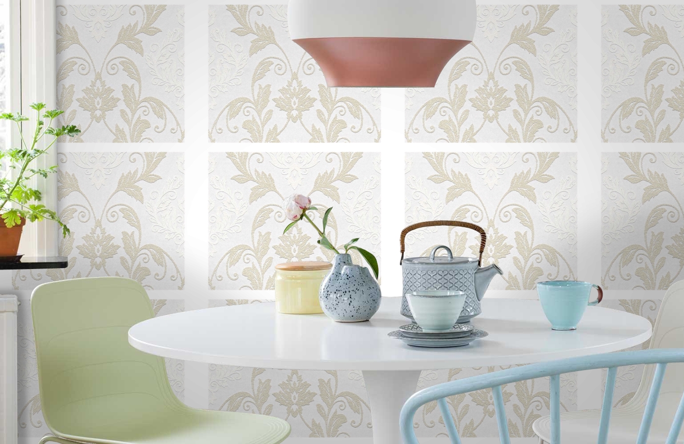 Обои 95168-1 фото в интерьере кухни