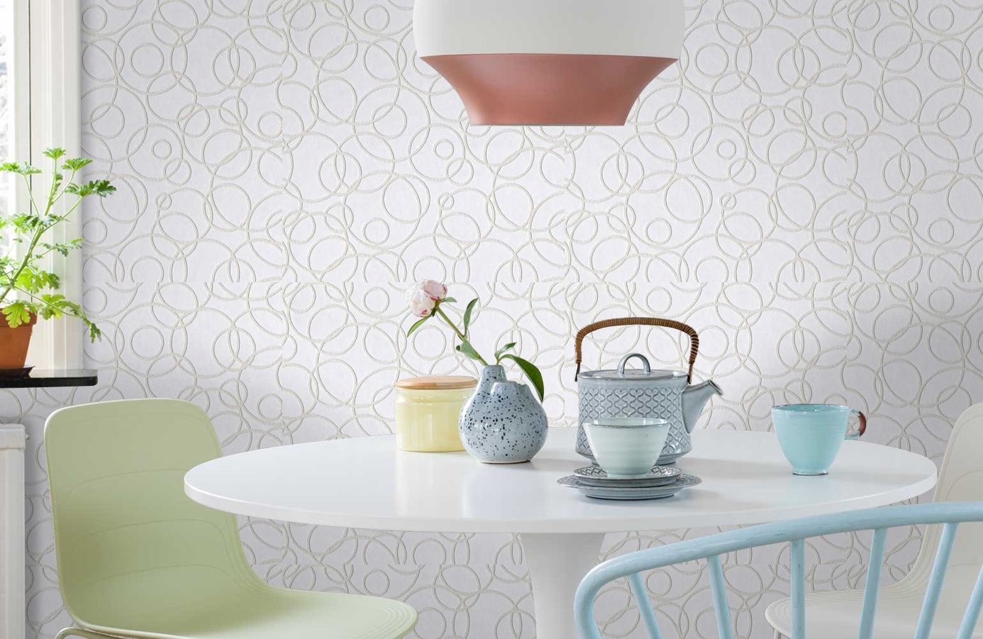 Обои 9659-12 фото в интерьере кухни