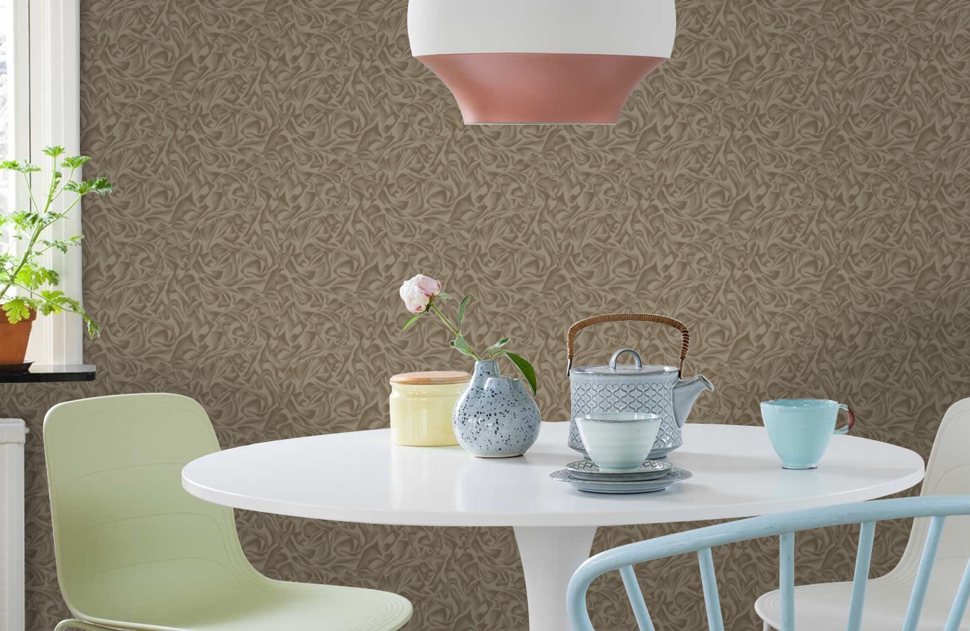 Обои 84110-5 фото в интерьере кухни