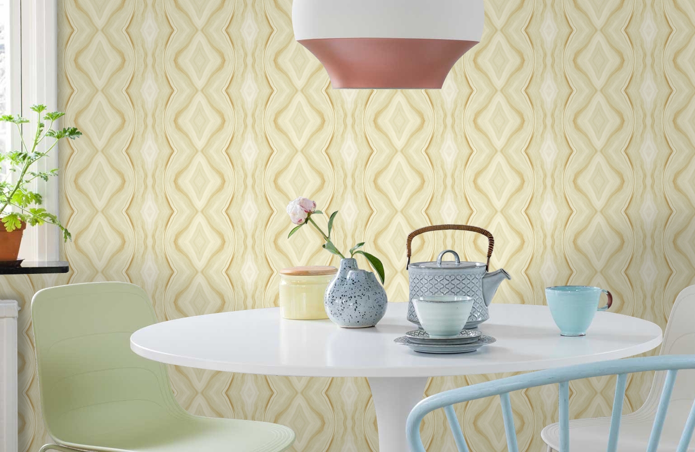 Обои 84116-1 фото в интерьере кухни