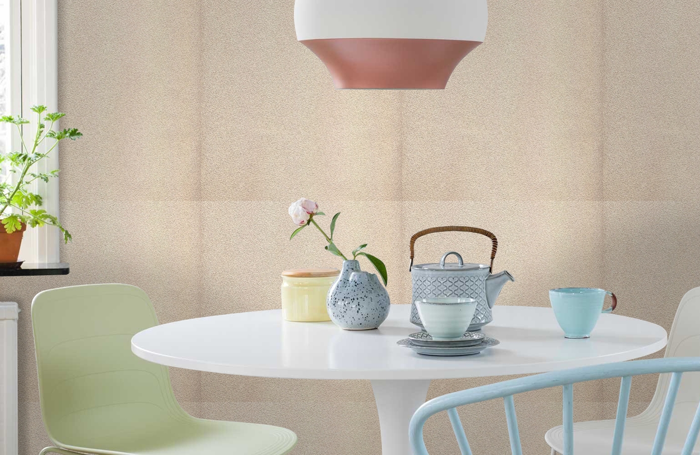 Обои 1008-02 фото в интерьере кухни