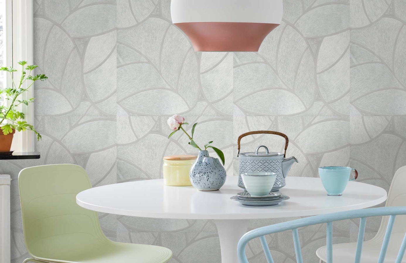 Обои 1050-11 фото в интерьере кухни