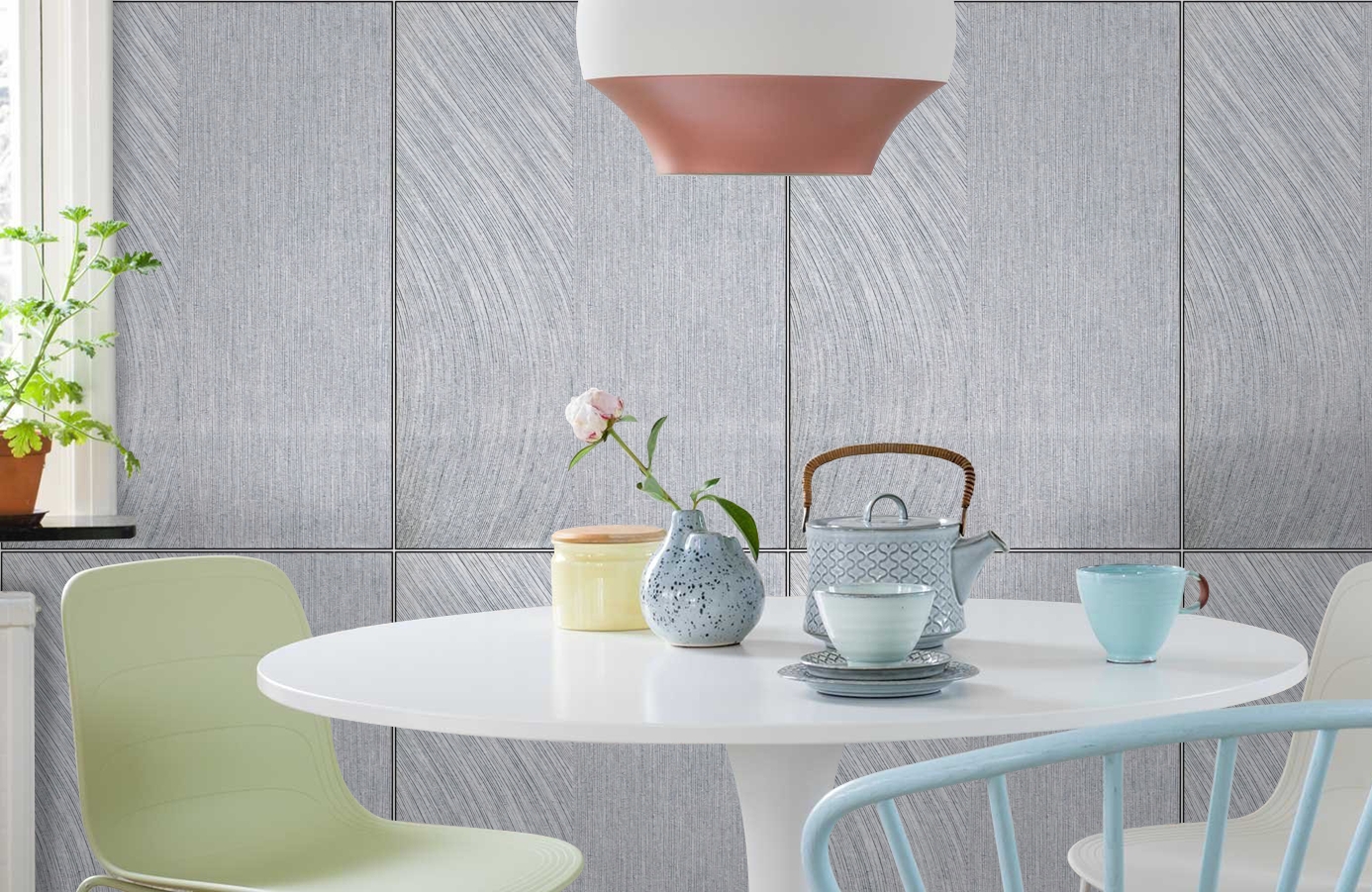 Обои 1051-11 фото в интерьере кухни