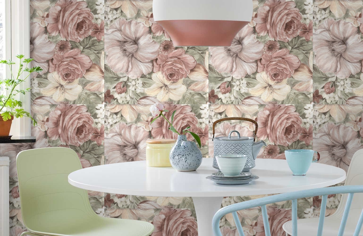 Обои 1110-04 фото в интерьере кухни