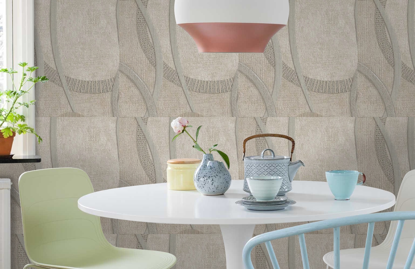 Обои 1127-02 фото в интерьере кухни