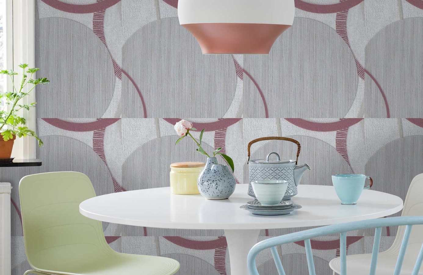 Обои 1127-07 фото в интерьере кухни