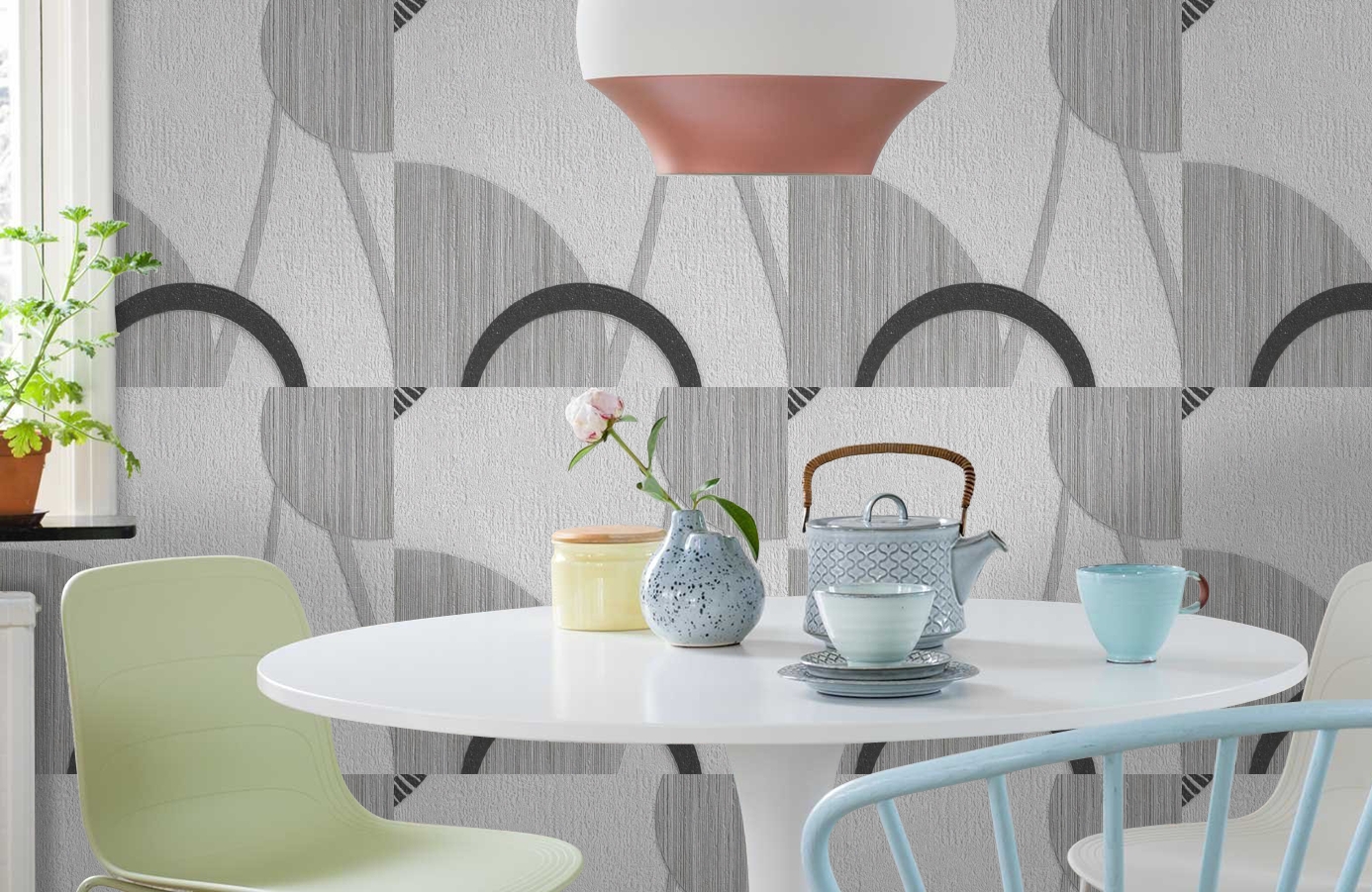 Обои 1127-11 фото в интерьере кухни