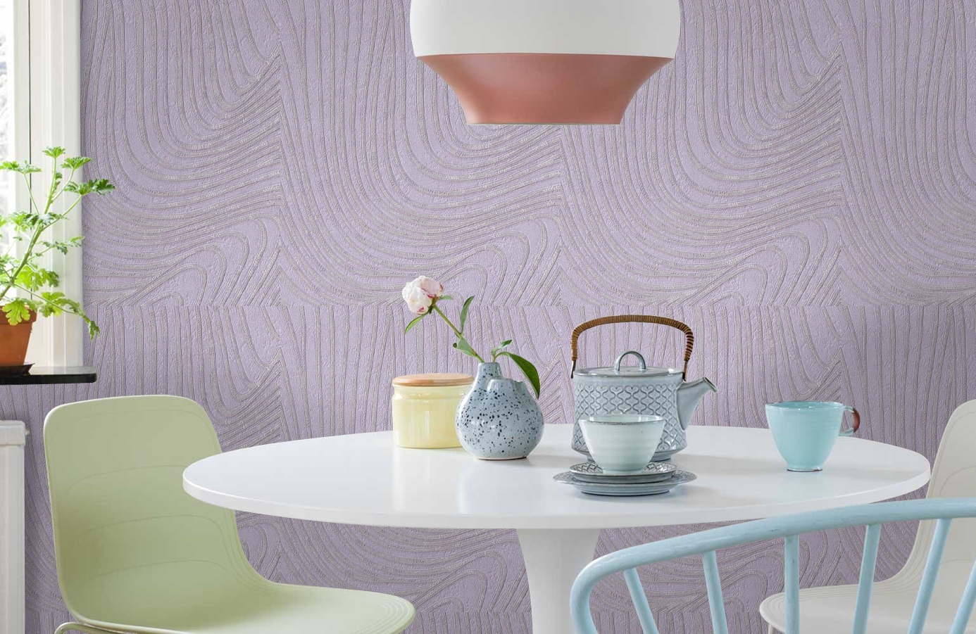 Обои 1131-18 фото в интерьере кухни