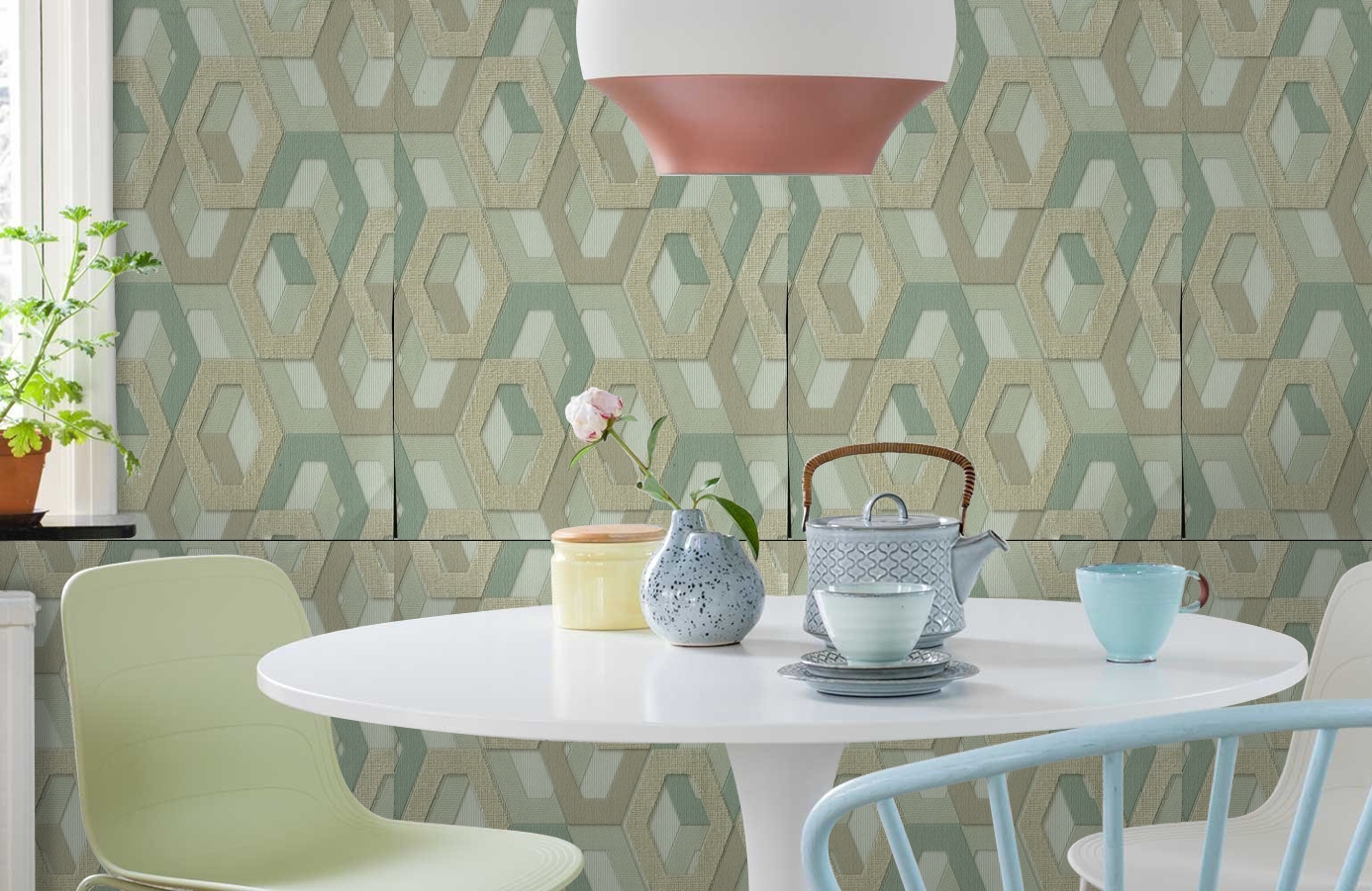 Обои 1137-04 фото в интерьере кухни