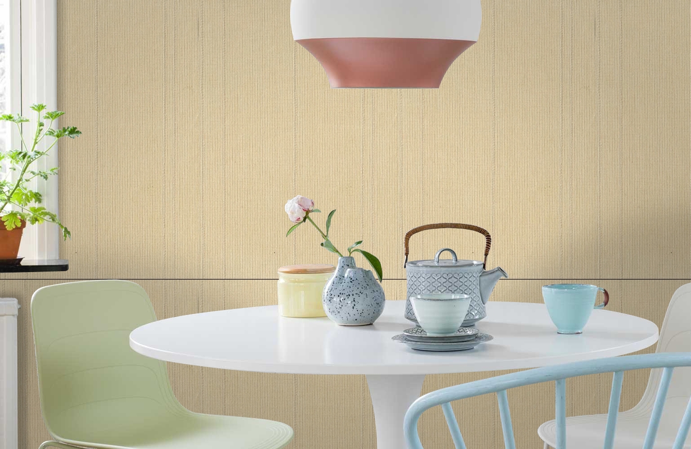 Обои 1138-06 фото в интерьере кухни