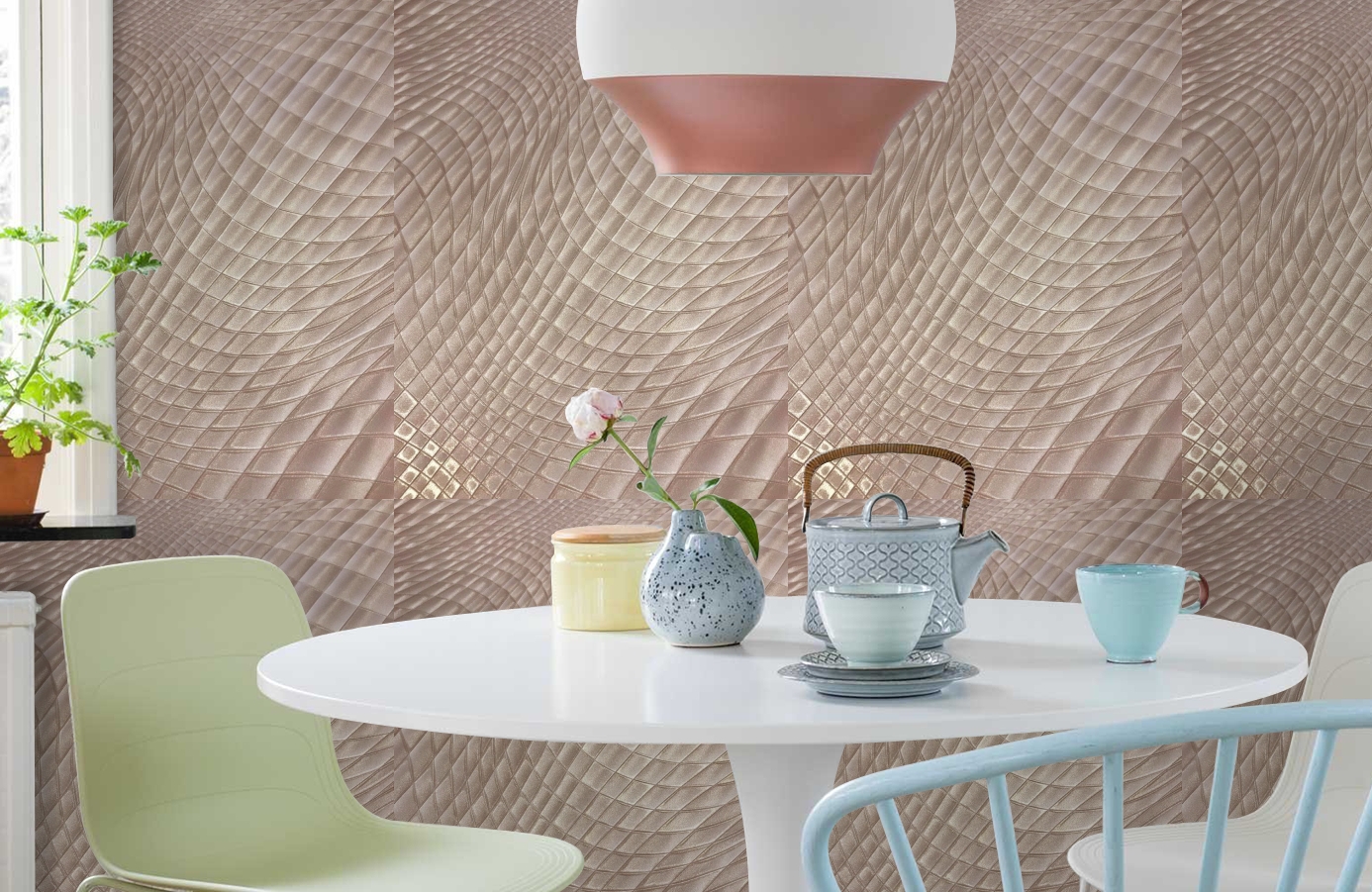 Обои 1139-02 фото в интерьере кухни