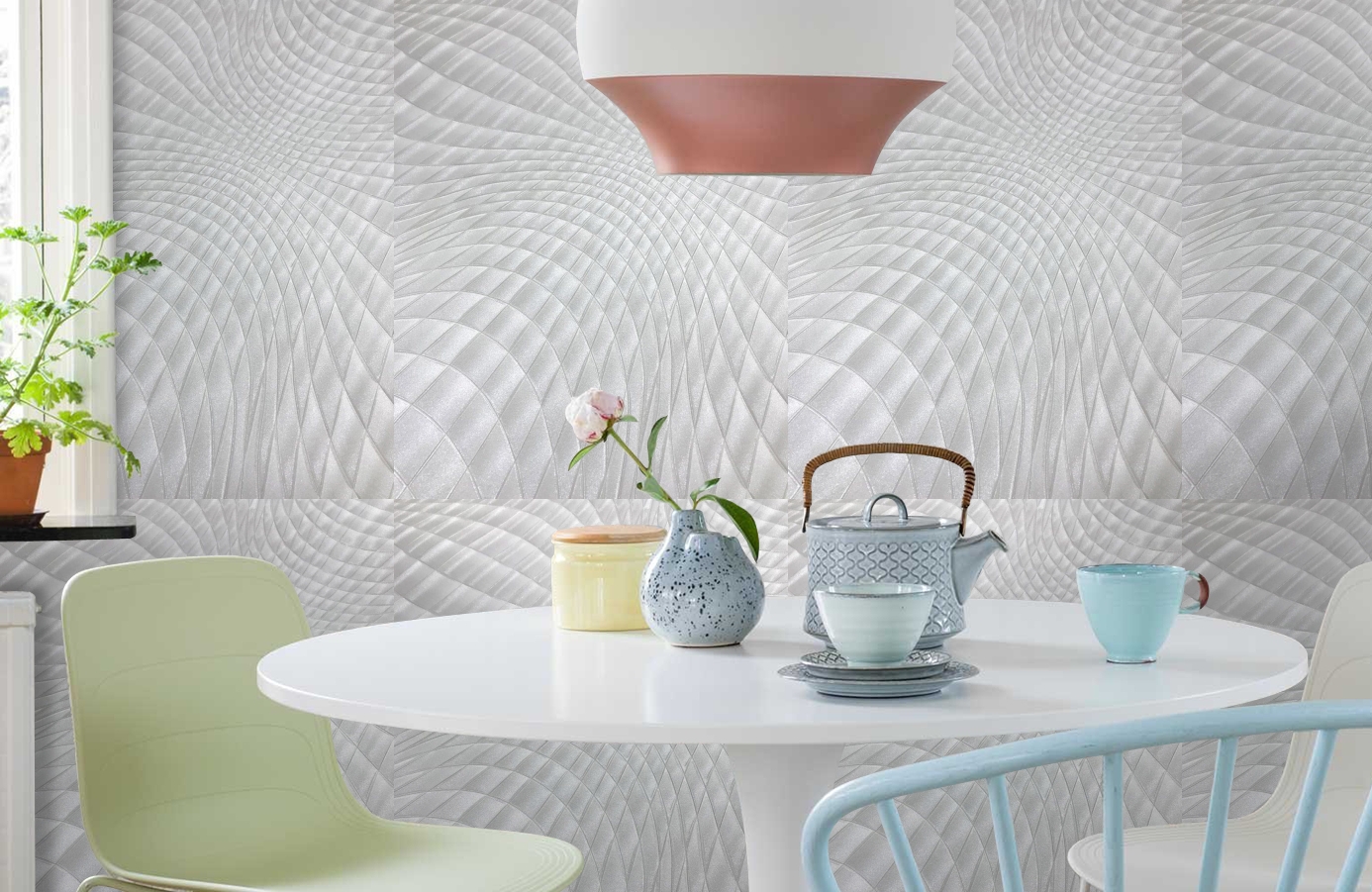 Обои 1139-03 фото в интерьере кухни