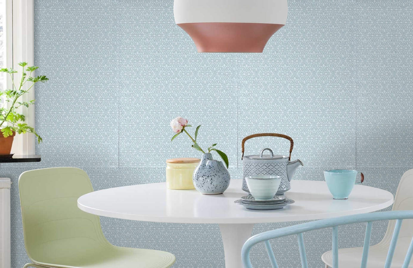 Обои 1144-03 фото в интерьере кухни