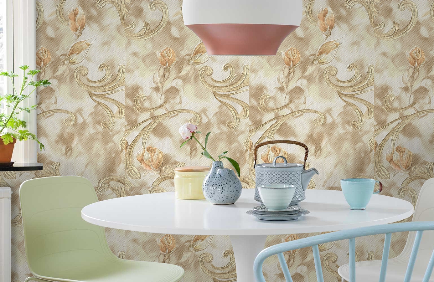 Обои 1159-01 фото в интерьере кухни Обои 1159-01 фото в интерьере кухни