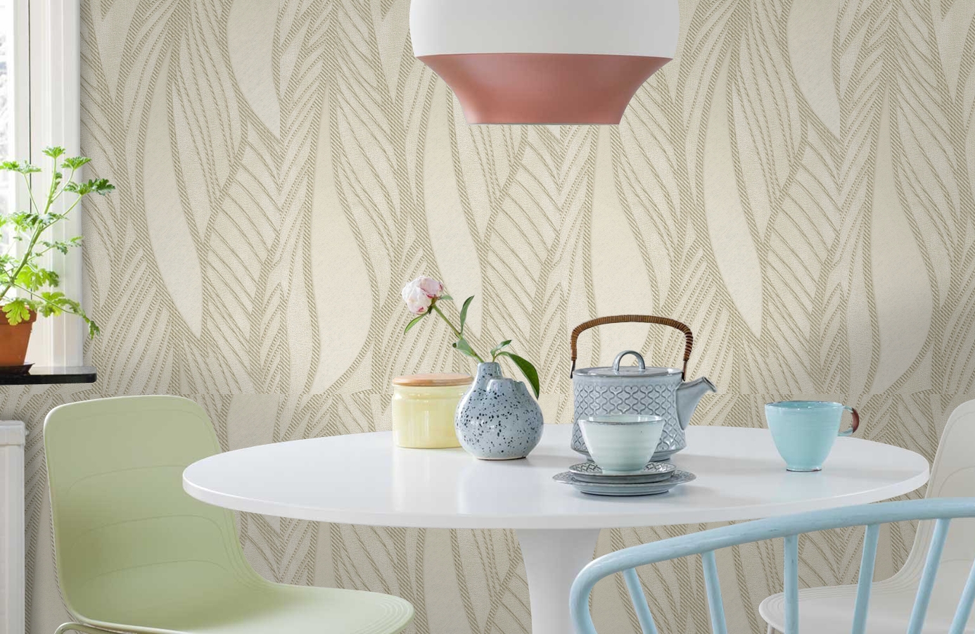 Обои 1163-01 фото в интерьере кухни