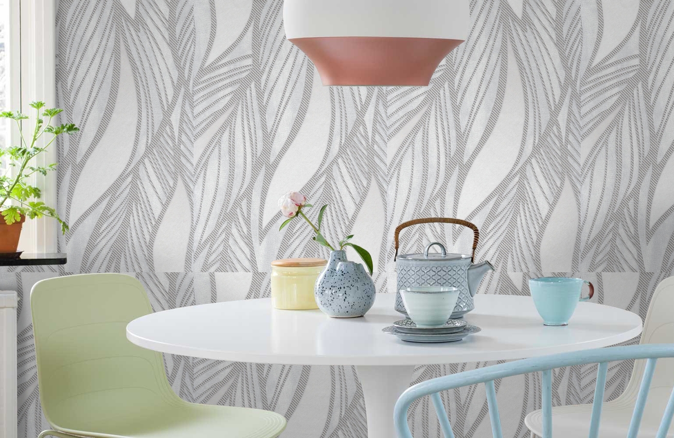 Обои 1163-11 фото в интерьере кухни