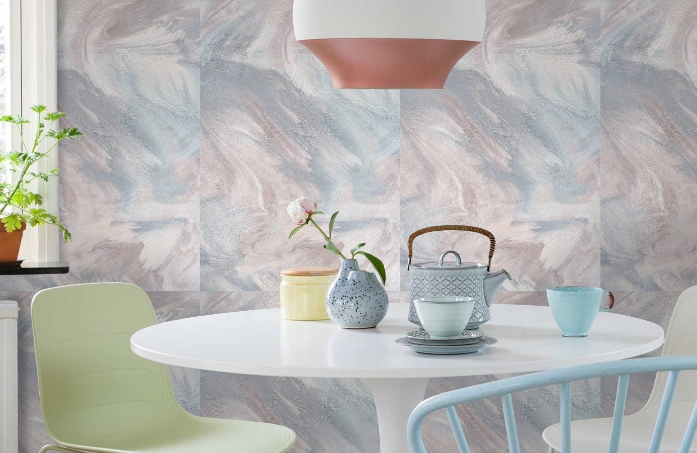 Обои 1165-03 фото в интерьере кухни