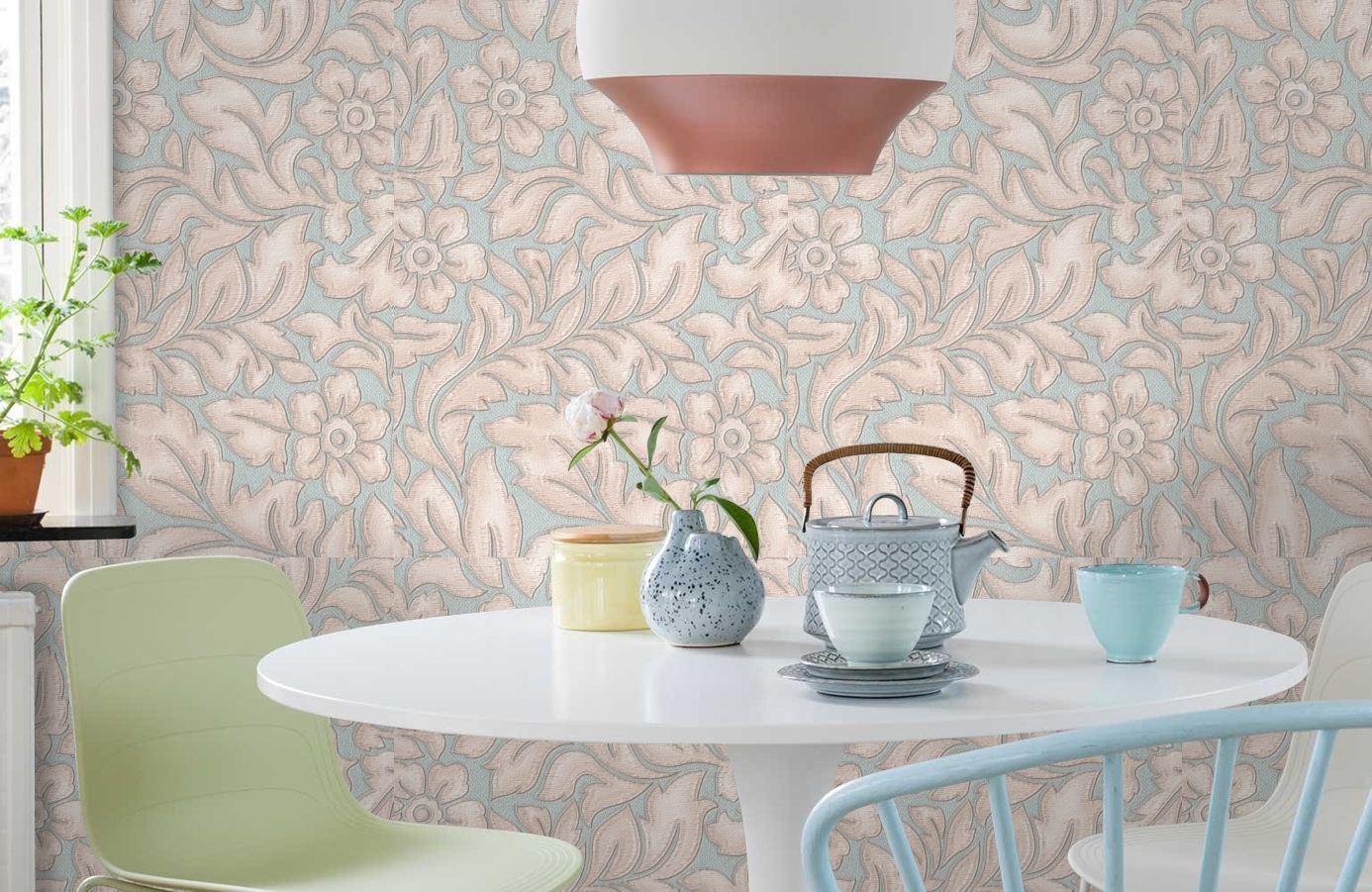 Обои 3636-5Е фото в интерьере кухни