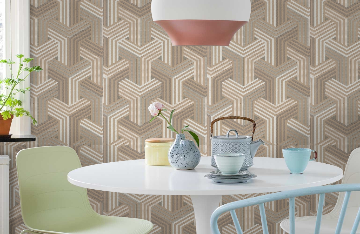 Обои 6005-03 фото в интерьере кухни