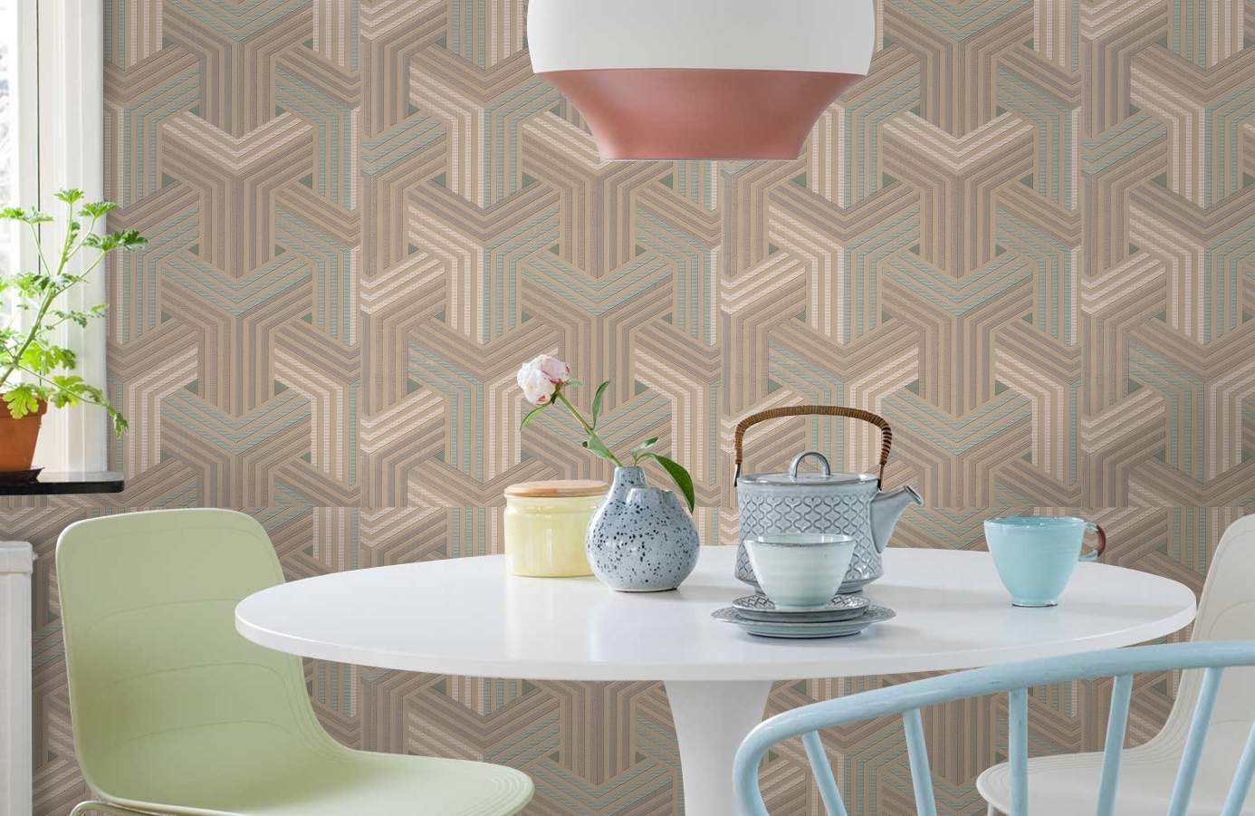 Обои 6005-04 фото в интерьере кухни